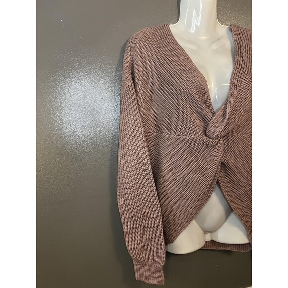 Love Tree Sweater Womens Medium Pink Twist Front Knit Long Sleeve V Neck Casual - Picture 2 of 8